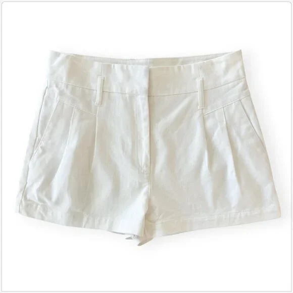 Reiss April White Pleated Front Tailored Shorts Stretch Cotton Summer NWT NEW 8 - Picture 2 of 5